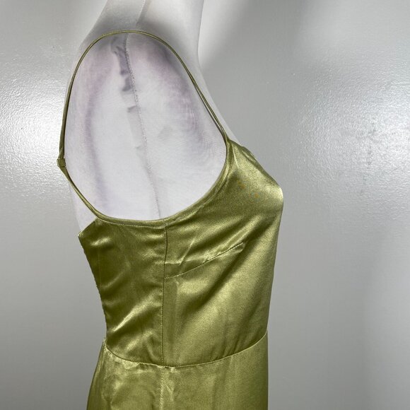 Samsoe Samsoe Slip Dress Womens S Lime Green Satin Smocked Back Adjustable Strap - Picture 15 of 16